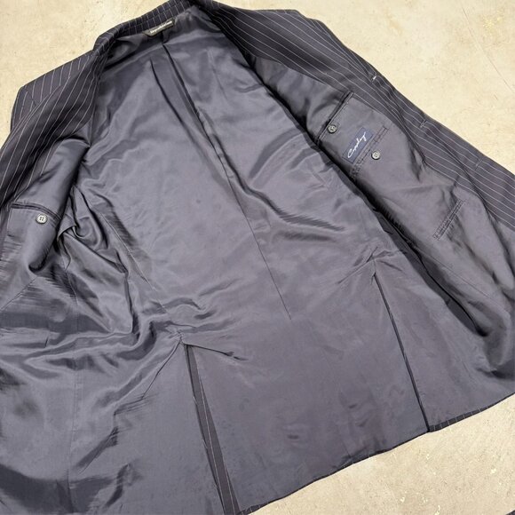 Coppley Suit 2pc Pinstripe 3btn Navy Blue 100% Wool 42T 38x33 - Picture 6 of 12